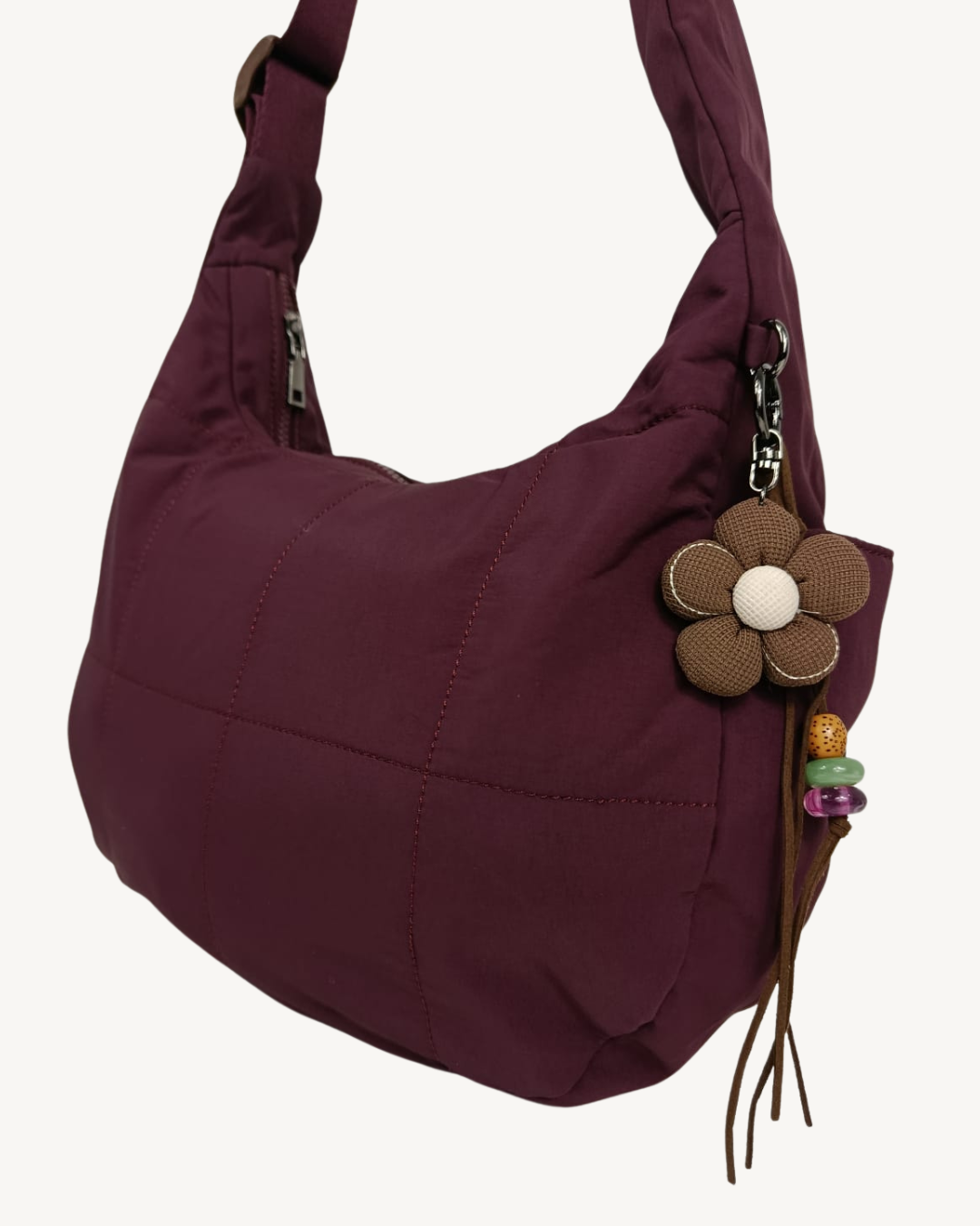 Sac hobo femme en nylon matelassé grand sac bandoulière multi-poches