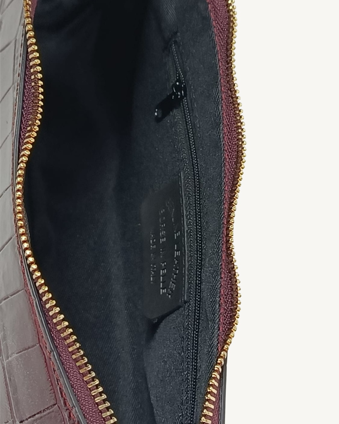 Bolso Baguette de Piel Genuina Efecto Cocodrilo