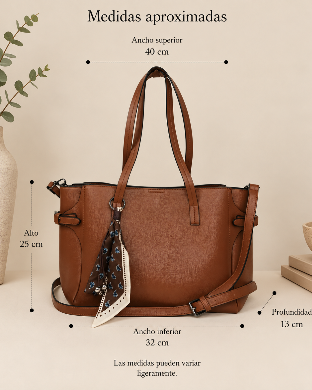 Bolso de Mano Mujer Grande Piel Sintética con Bandolera