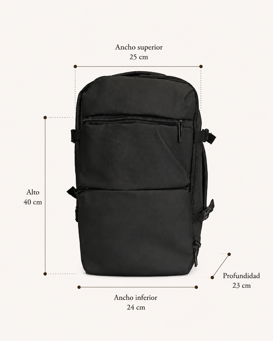Mochila negra para cabina Rayanair