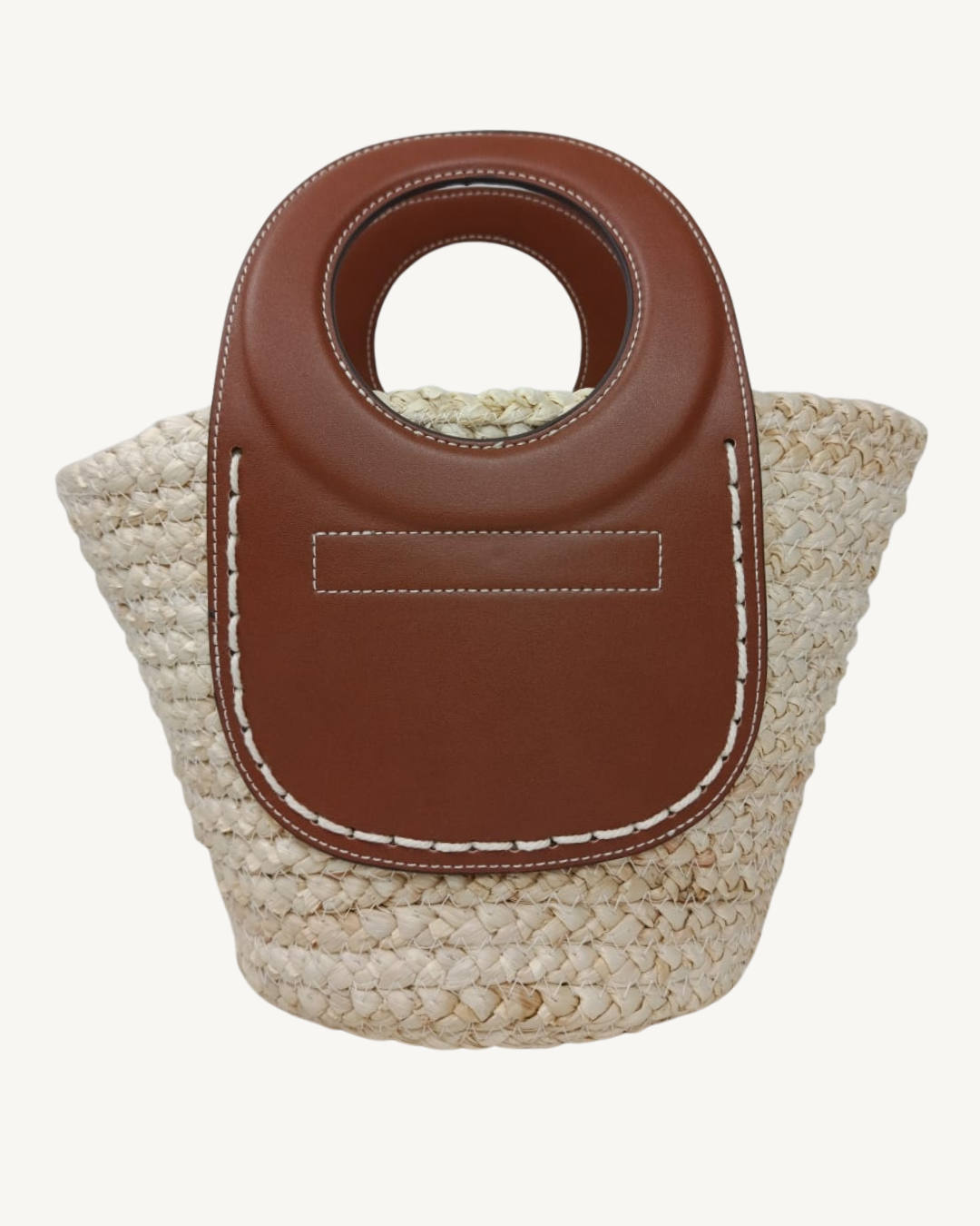 Bolso Capazo Rafia Paja Natural con Asas Piel Camel