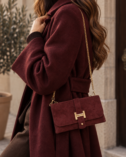 Bolso bandolera de piel de ante italiano para mujer