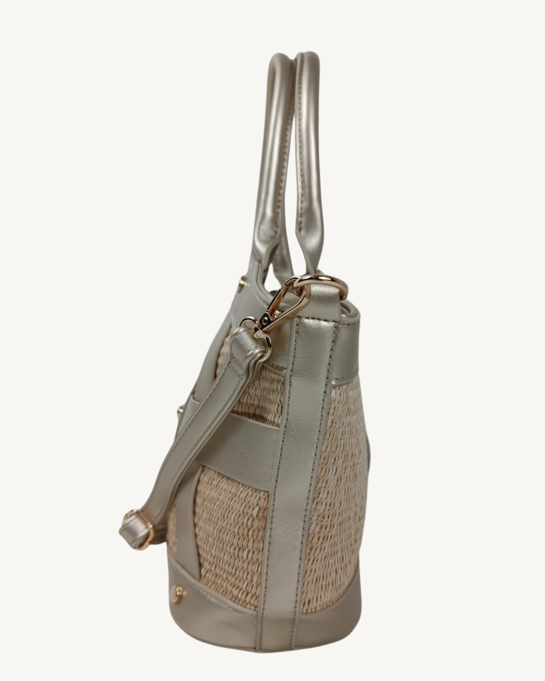 Bolso Capazo Rafia Metalizado con Bandolera