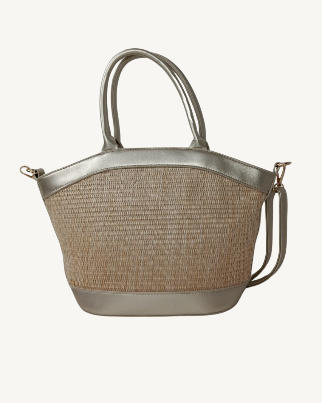 Bolso Capazo Rafia Metalizado con Bandolera