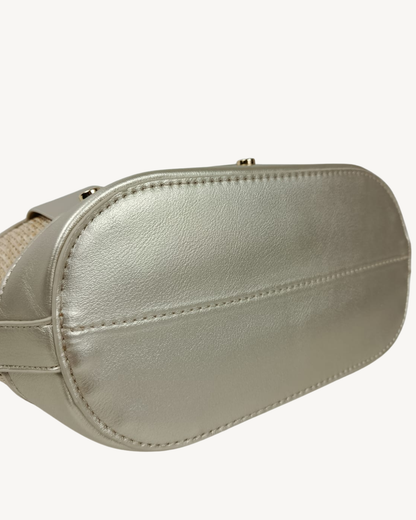 Bolso Capazo Rafia Metalizado con Bandolera