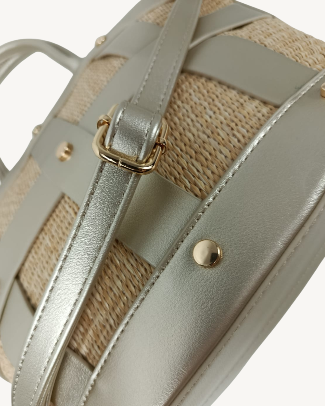 Bolso Capazo Rafia Metalizado con Bandolera