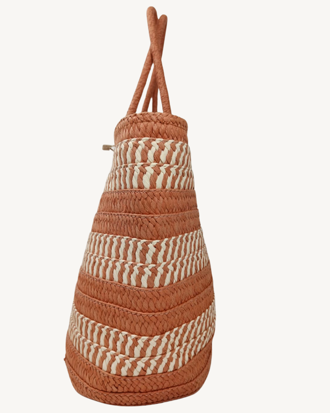 Bolso Shopper Trenzado con Beige Mujer Verano