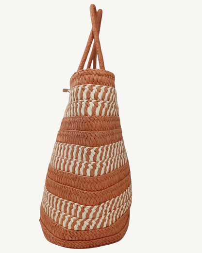 Bolso Shopper Trenzado con Beige Mujer Verano