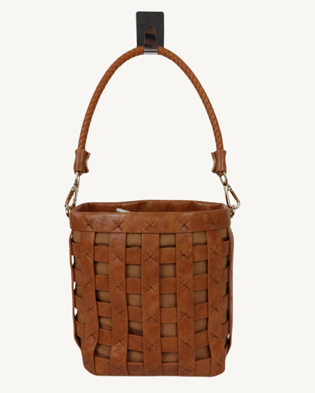 Bolso Cubo Trenzado Camel Mujer
