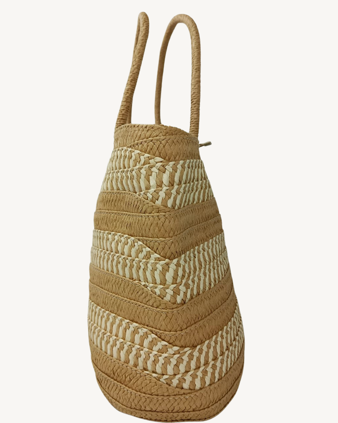 Bolso Shopper Trenzado con Beige Mujer Verano