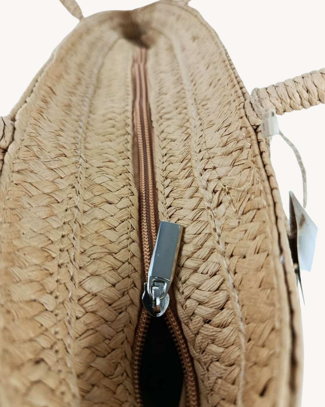 Bolso Shopper Trenzado con Beige Mujer Verano