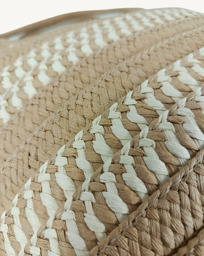Bolso Shopper Trenzado con Beige Mujer Verano