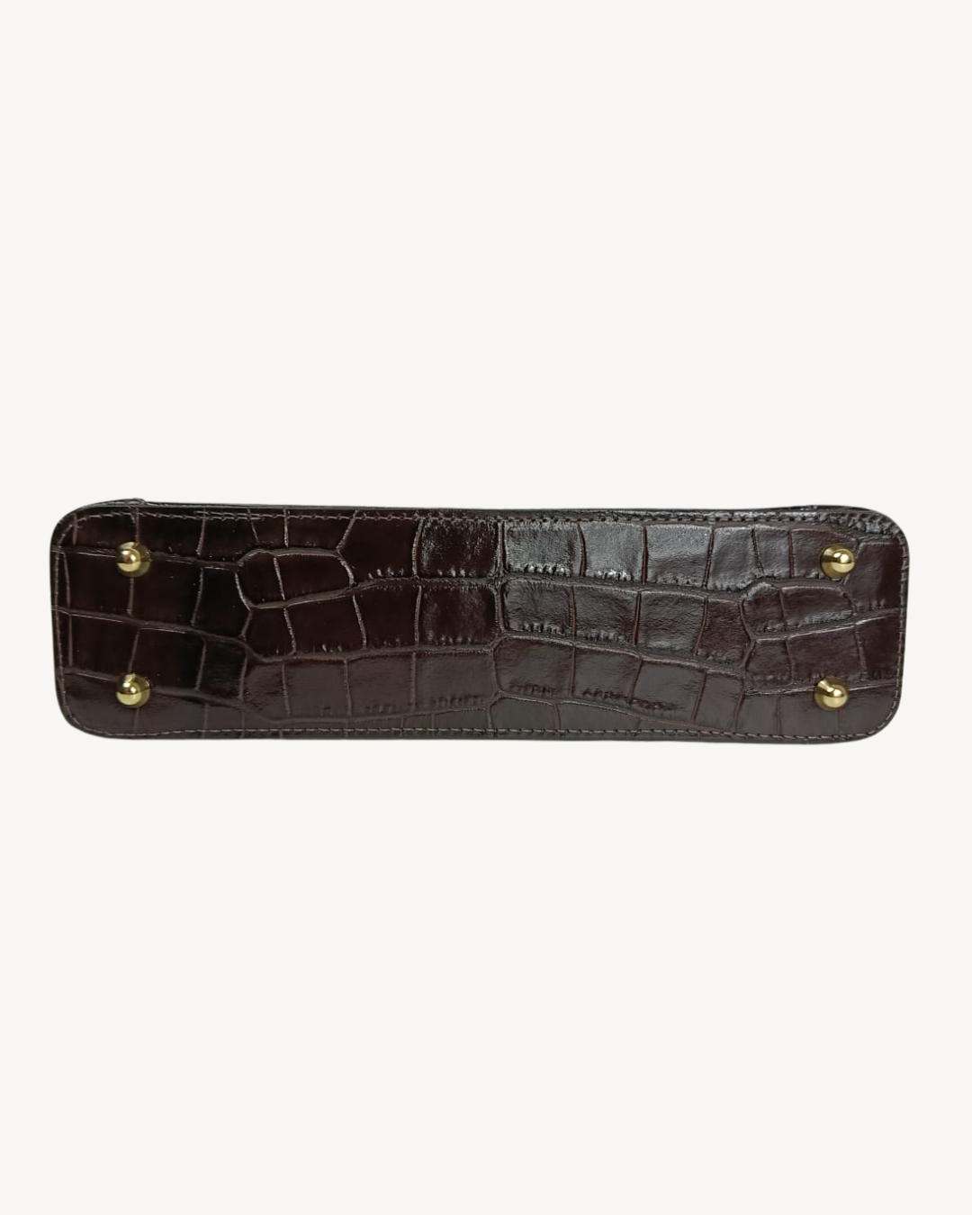 Bolso Baguette de Piel Genuina Efecto Cocodrilo