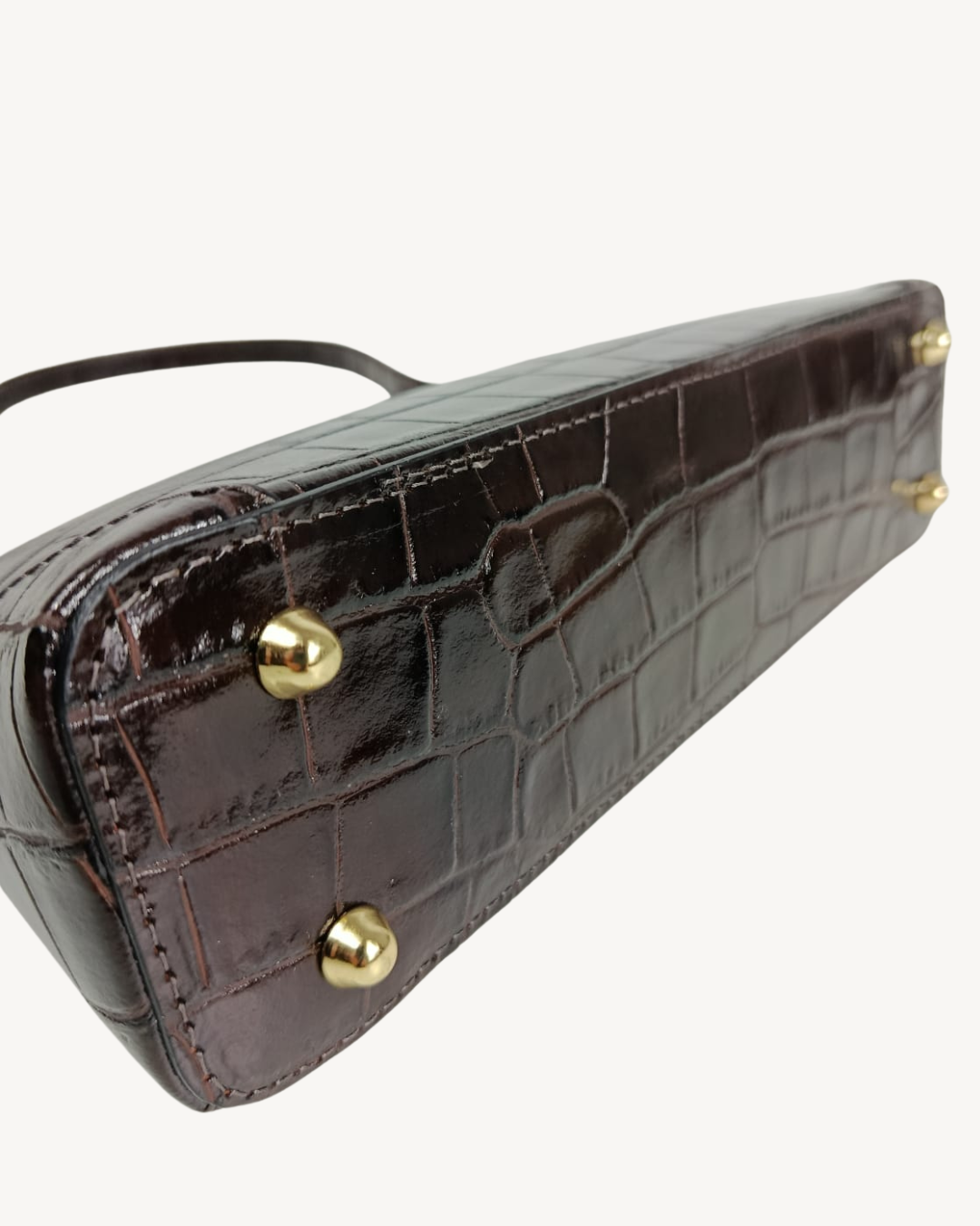 Bolso Baguette de Piel Genuina Efecto Cocodrilo