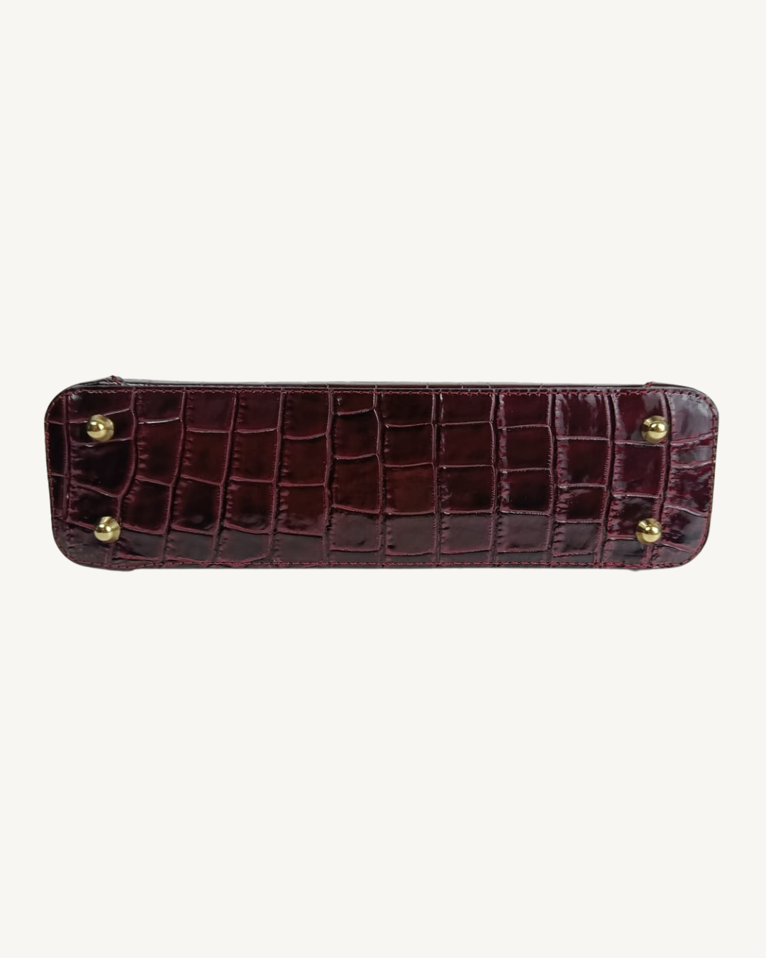 Bolso Baguette de Piel Genuina Efecto Cocodrilo