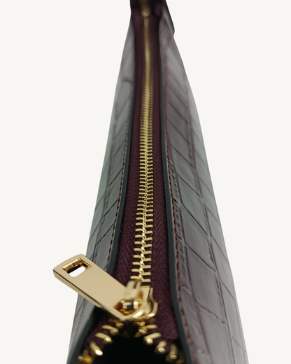 Bolso Baguette de Piel Genuina Efecto Cocodrilo