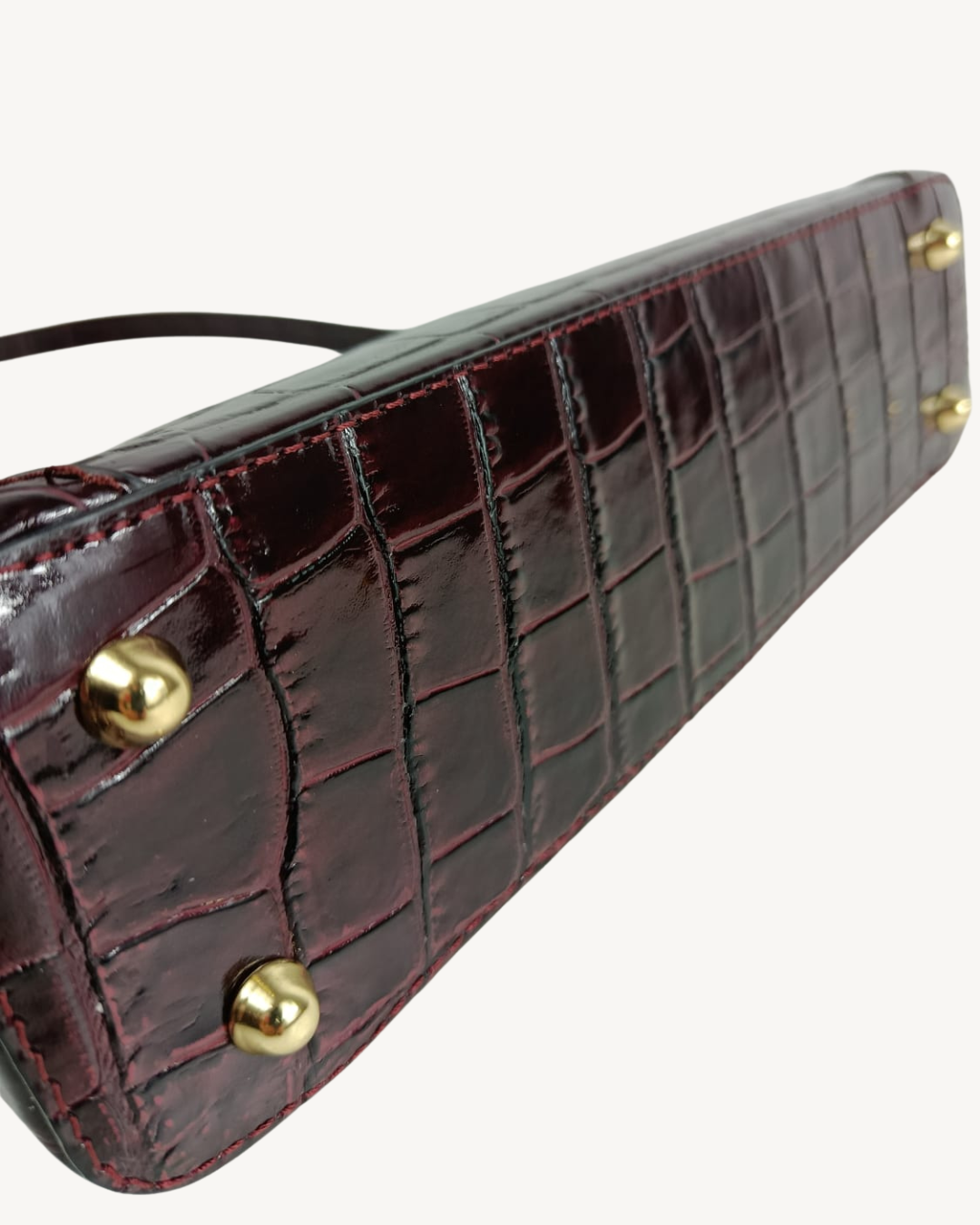 Bolso Baguette de Piel Genuina Efecto Cocodrilo