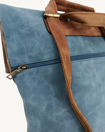 Mochila Vintage Italiana Roll Top Extensible e Impermeable para Laptop 17"