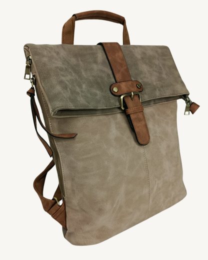 Mochila Vintage Italiana Roll Top Extensible e Impermeable para Laptop 17"