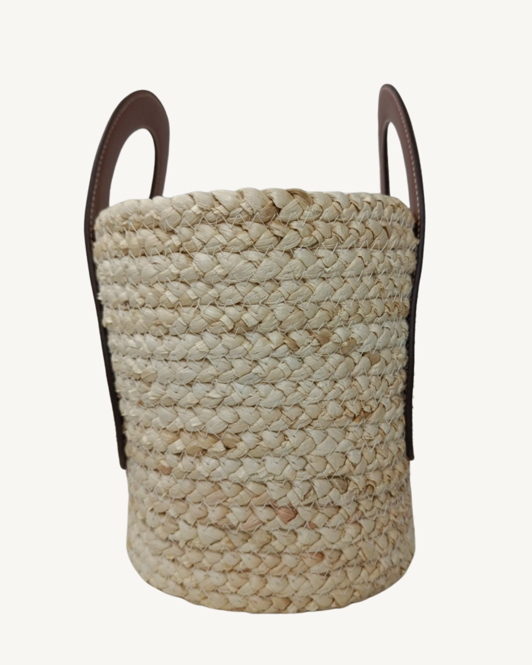 Bolso Capazo Rafia Paja Natural con Asas Piel Camel