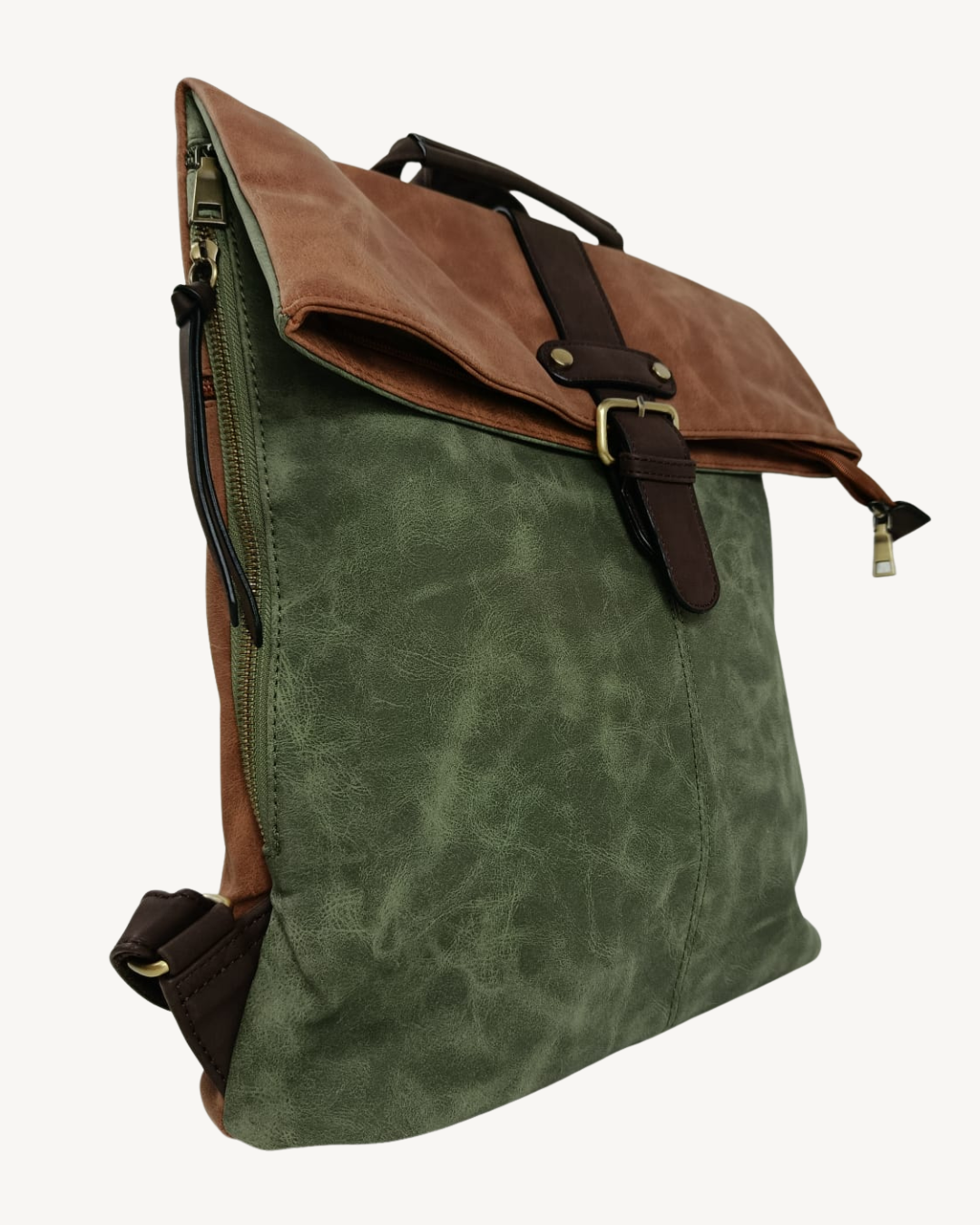 Mochila Vintage Italiana Roll Top Extensible e Impermeable para Laptop 17"