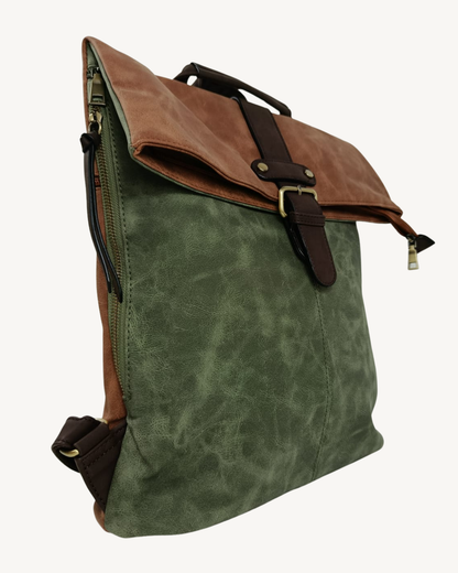Mochila Vintage Italiana Roll Top Extensible e Impermeable para Laptop 17"