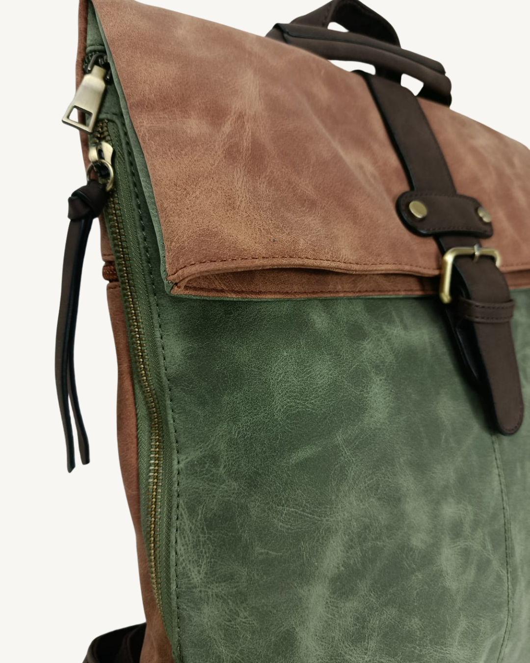 Mochila Vintage Italiana Roll Top Extensible e Impermeable para Laptop 17"