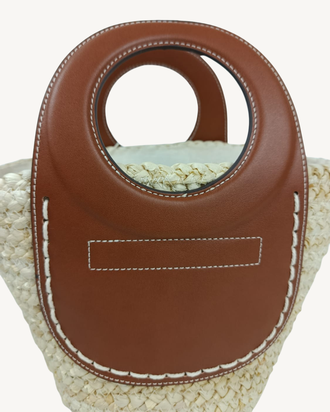 Bolso Capazo Rafia Paja Natural con Asas Piel Camel