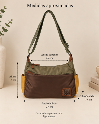 Women's Multi-Pocket Nylon Crossbody Bag with Zipper