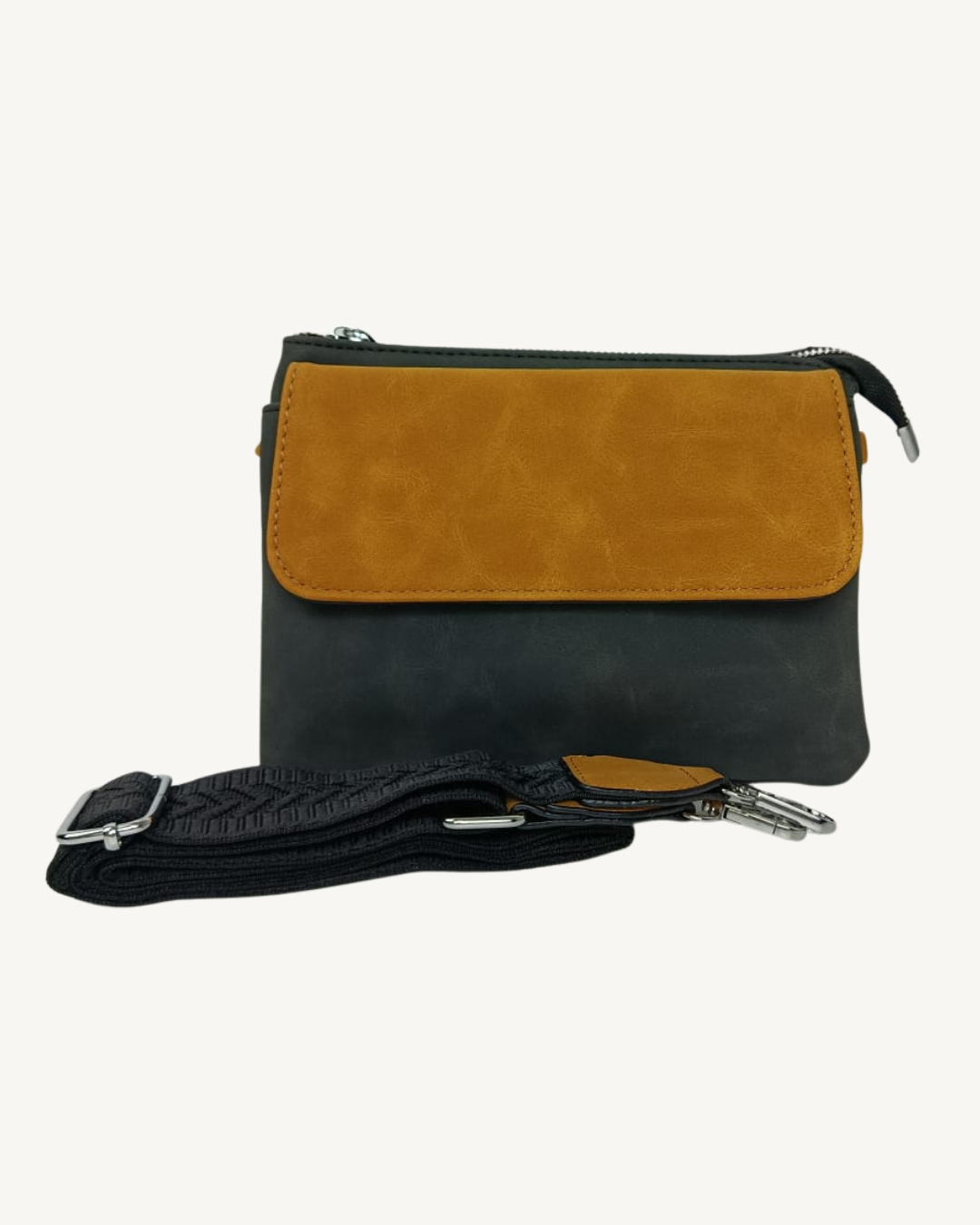 Bandolera hombre pequeña multibolsillo