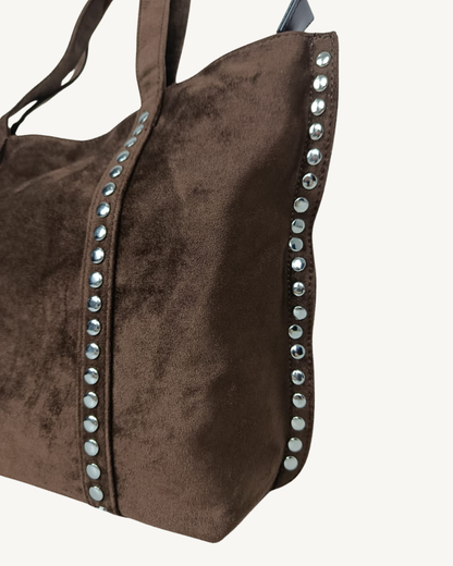 Bolso Tote efecto Ante para Mujer con Tachuelas