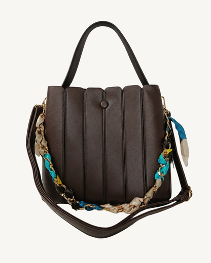 Bolso Mujer Minimalista de Piel Ecológica, Bandolera Elegante con Pañuelo