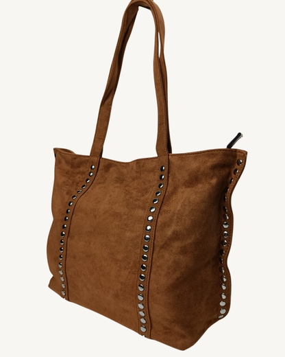 Bolso Tote efecto Ante para Mujer con Tachuelas