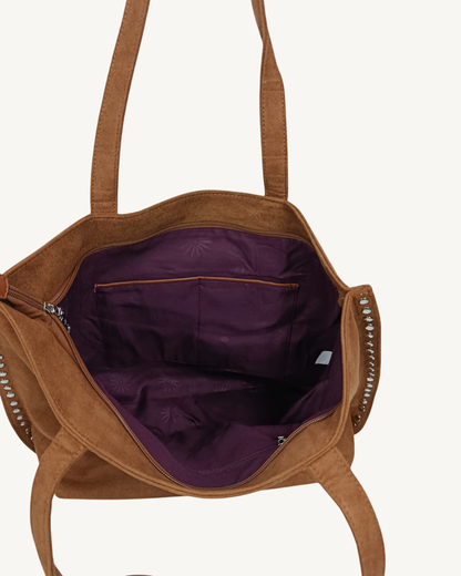 Bolso Tote efecto Ante para Mujer con Tachuelas