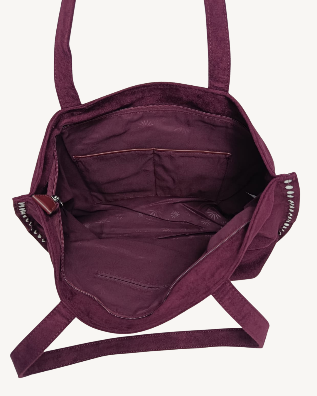 Bolso Tote efecto Ante para Mujer con Tachuelas