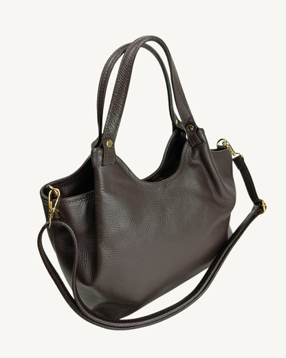 Bolso de Piel Italiano para Mujer con Asa de Mano y Bandolera
