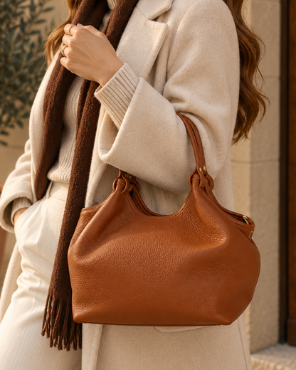 Bolso de Piel Italiano para Mujer con Asa de Mano y Bandolera