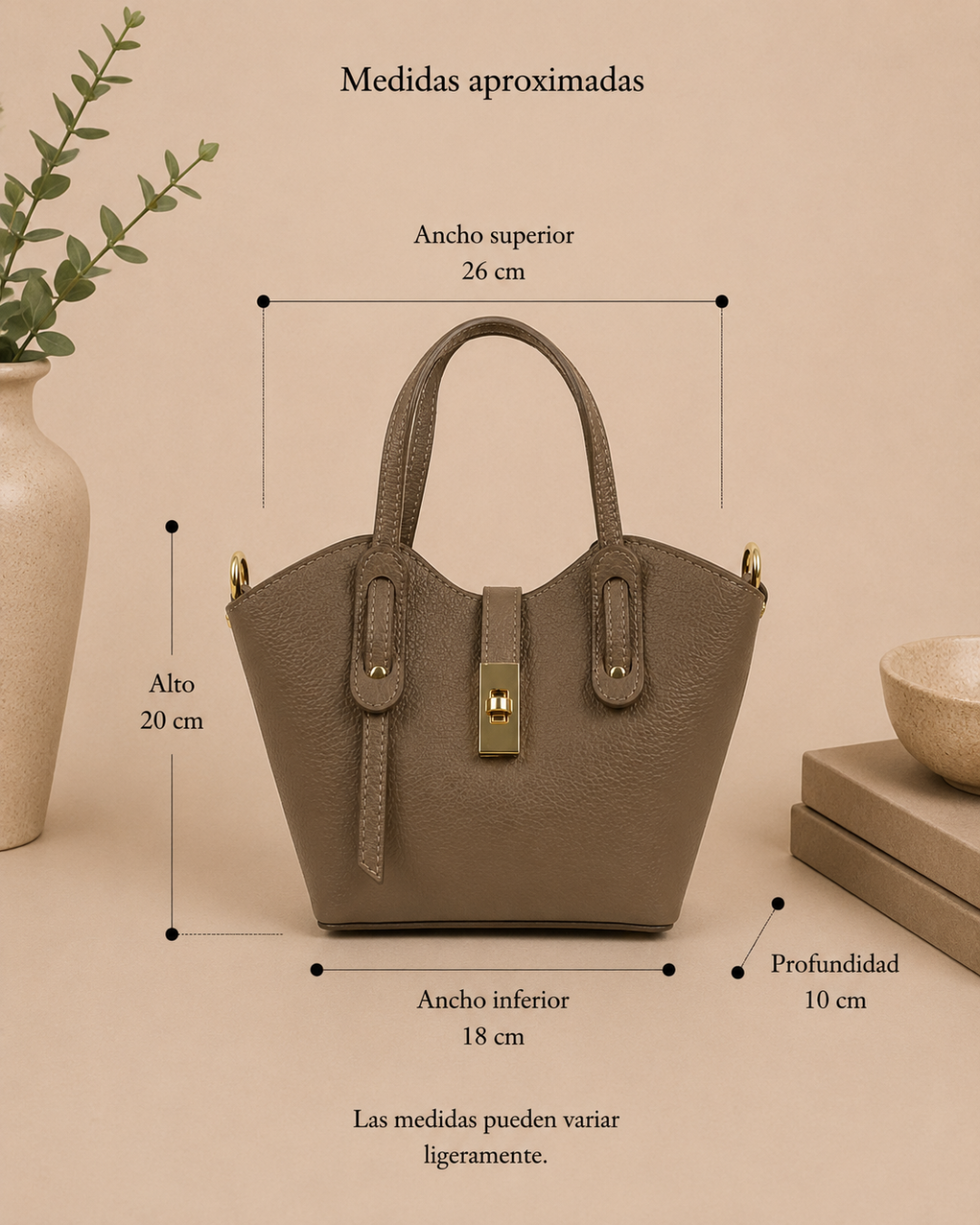 Bolso de Piel Italiano de Mano Bandolera Elegante Made in Italy