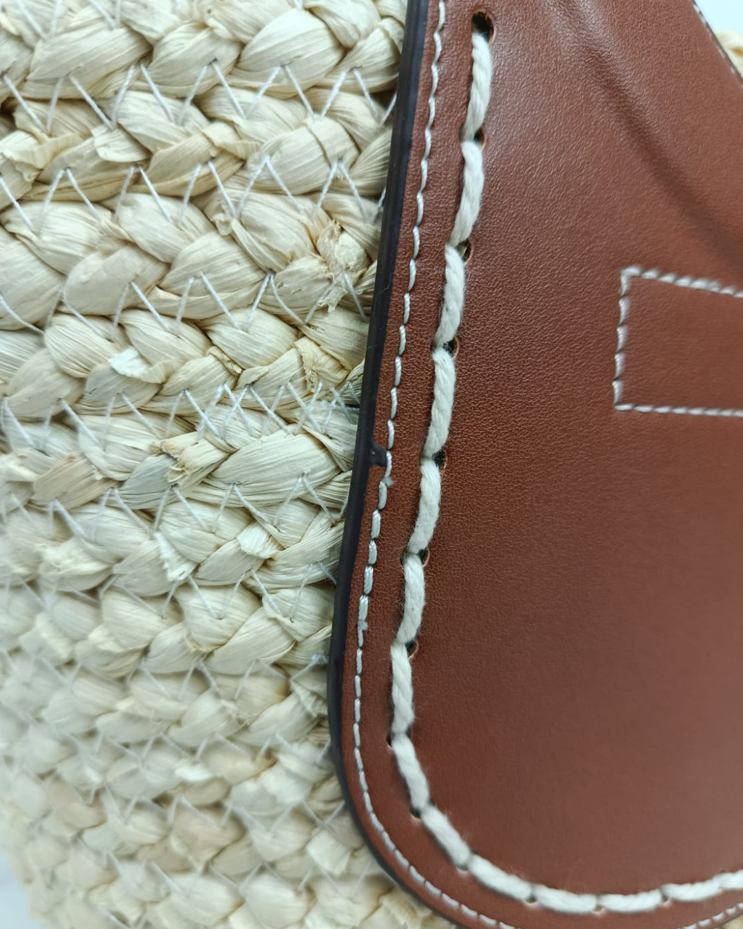 Bolso Capazo Rafia Paja Natural con Asas Piel Camel