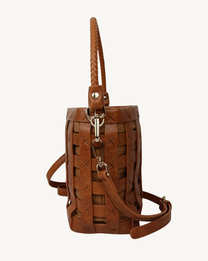 Bolso Cubo Trenzado Camel Mujer