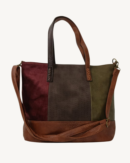 Bolso Bandolera Mujer de Piel Sintética y Antelina Tricolor