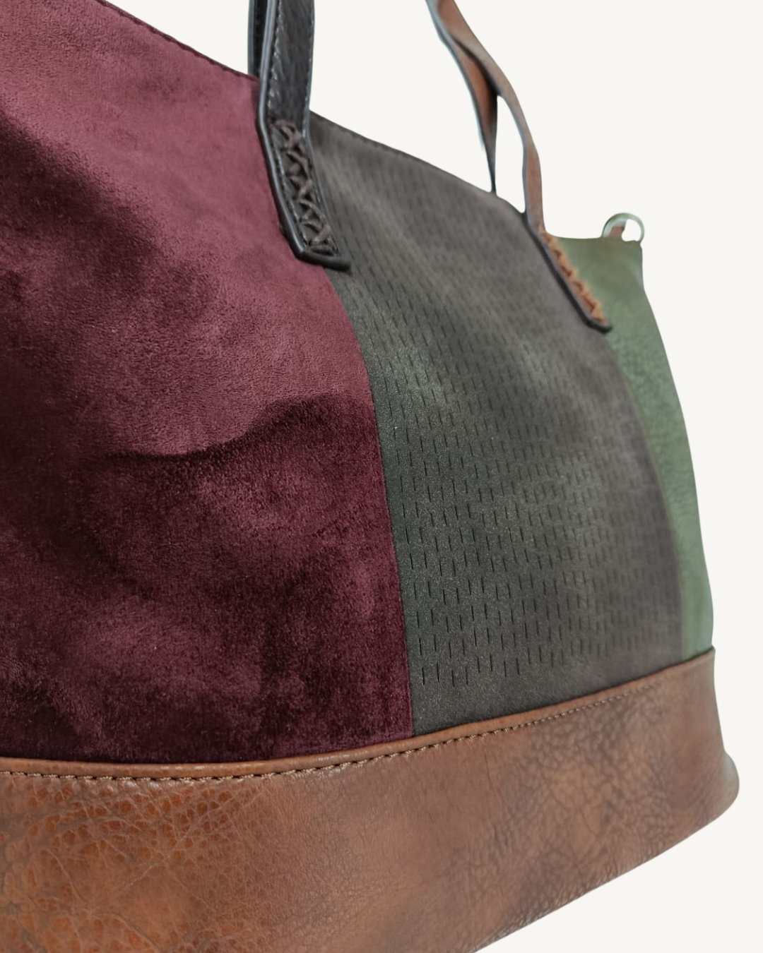 Bolso Bandolera Mujer de Piel Sintética y Antelina Tricolor