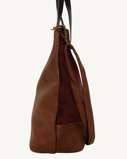 Bolso Bandolera Mujer de Piel Sintética y Antelina Tricolor