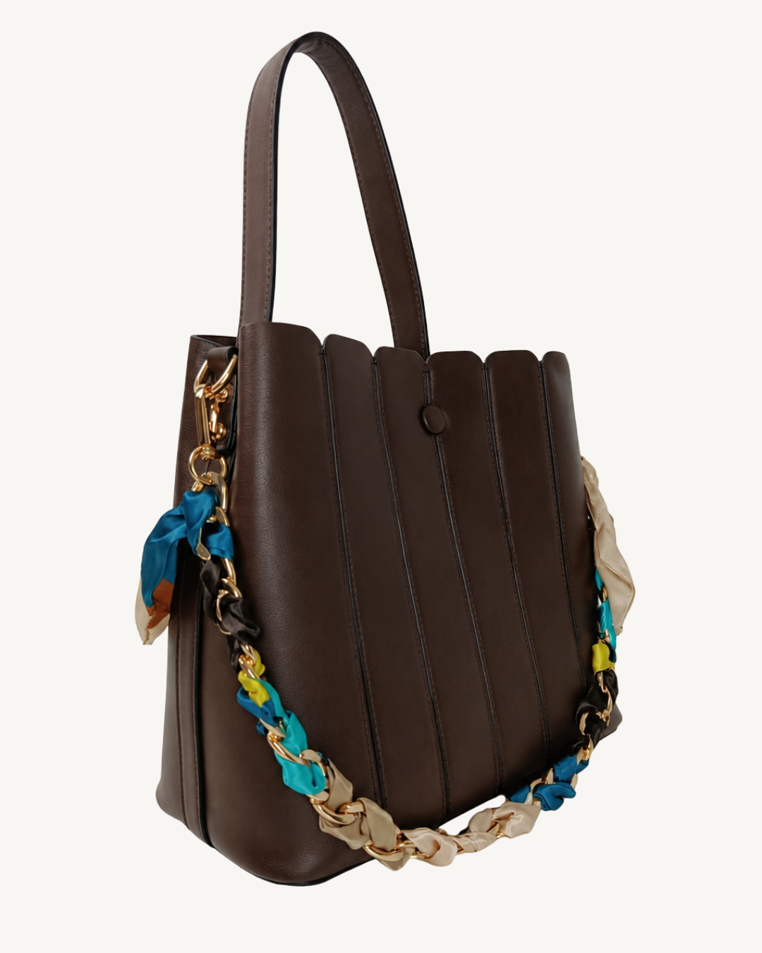 Bolso Mujer Minimalista de Piel Ecológica, Bandolera Elegante con Pañuelo