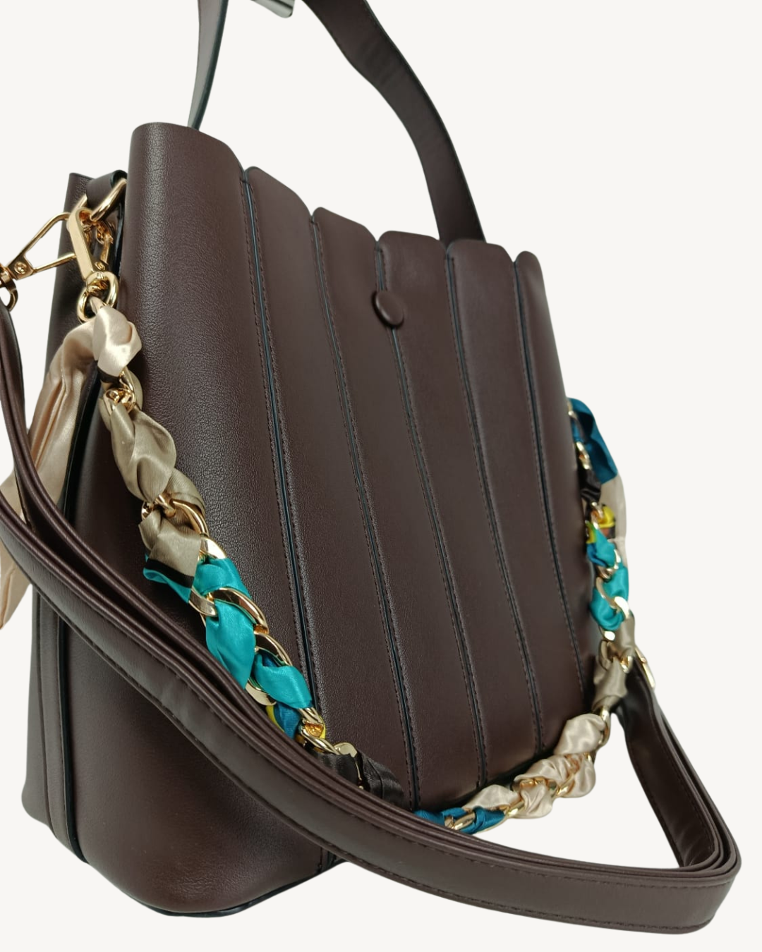 Bolso Mujer Minimalista de Piel Ecológica, Bandolera Elegante con Pañuelo