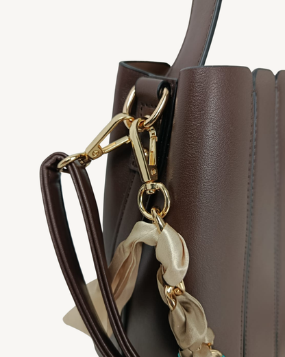 Bolso Mujer Minimalista de Piel Ecológica, Bandolera Elegante con Pañuelo
