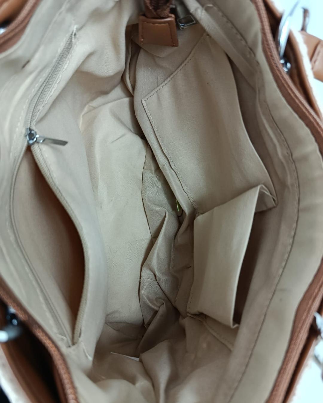 Bolso Ganchillo Crochet Beige con Asas de Mano y Bandolera Camel