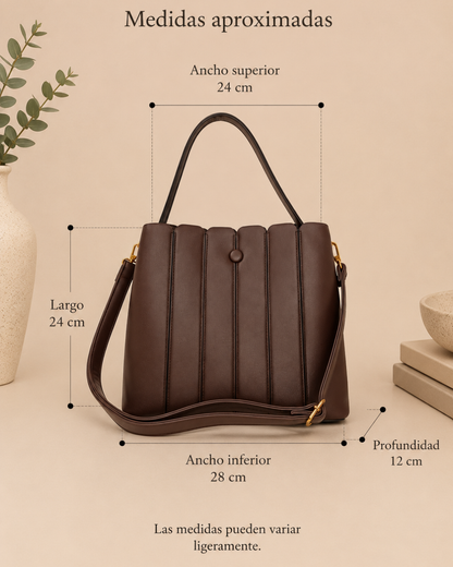 Bolso Mujer Minimalista de Piel Ecológica, Bandolera Elegante con Pañuelo