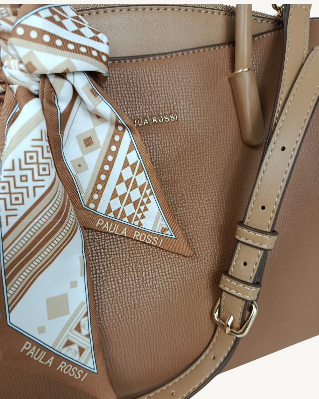 Bolso de Mano Camel Mujer Piel Sintética con Bandolera