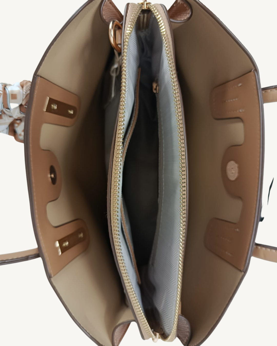 Bolso de Mano Camel Mujer Piel Sintética con Bandolera